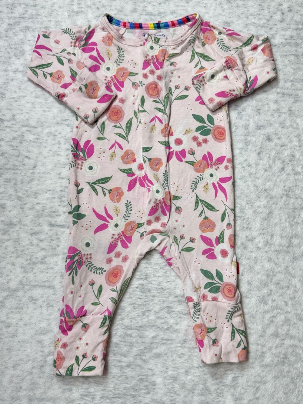 Magnetic Me Pink Coral Floral Footless Sleeper Newborn Baby Modal Convertible